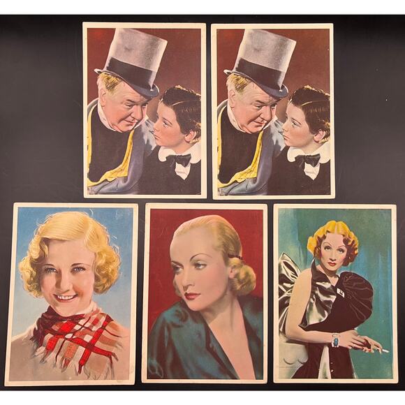 1930s Godfrey Phillips Hollywood Stars Postcards WC Fields Dietrich Lombard - Picture 1 of 7